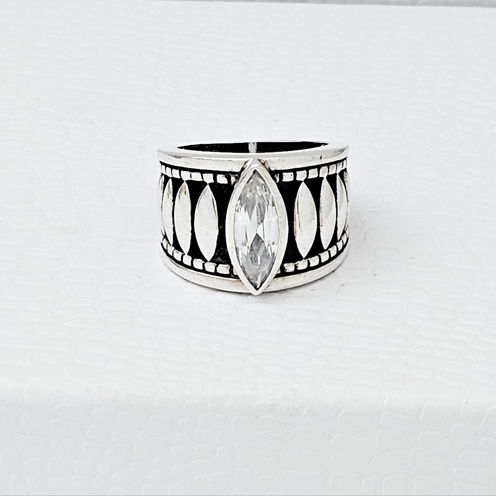Silpada Very Rare Sterling Silver Marquis Cubic Zirconia Ring Size 7 R1293